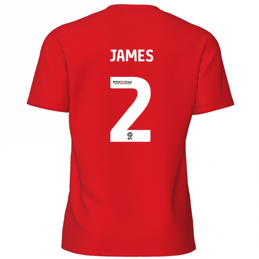 Women Football Tom James #2 Red Home Jersey 2024/25 T-Shirt Canada