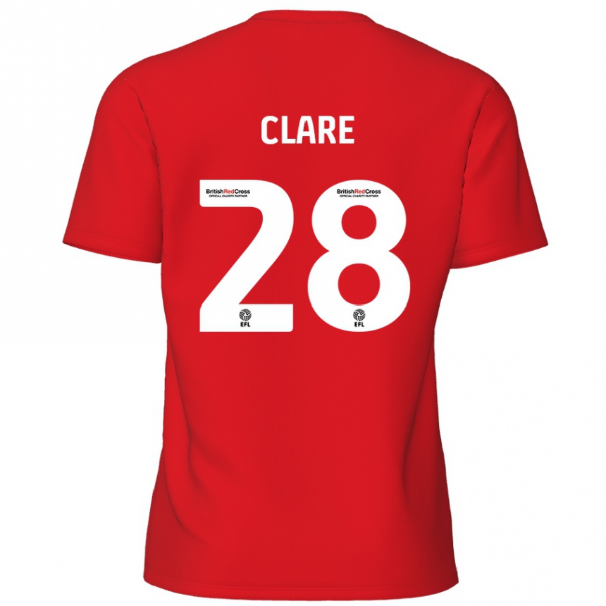 Women Football Sean Clare #28 Red Home Jersey 2024/25 T-Shirt Canada