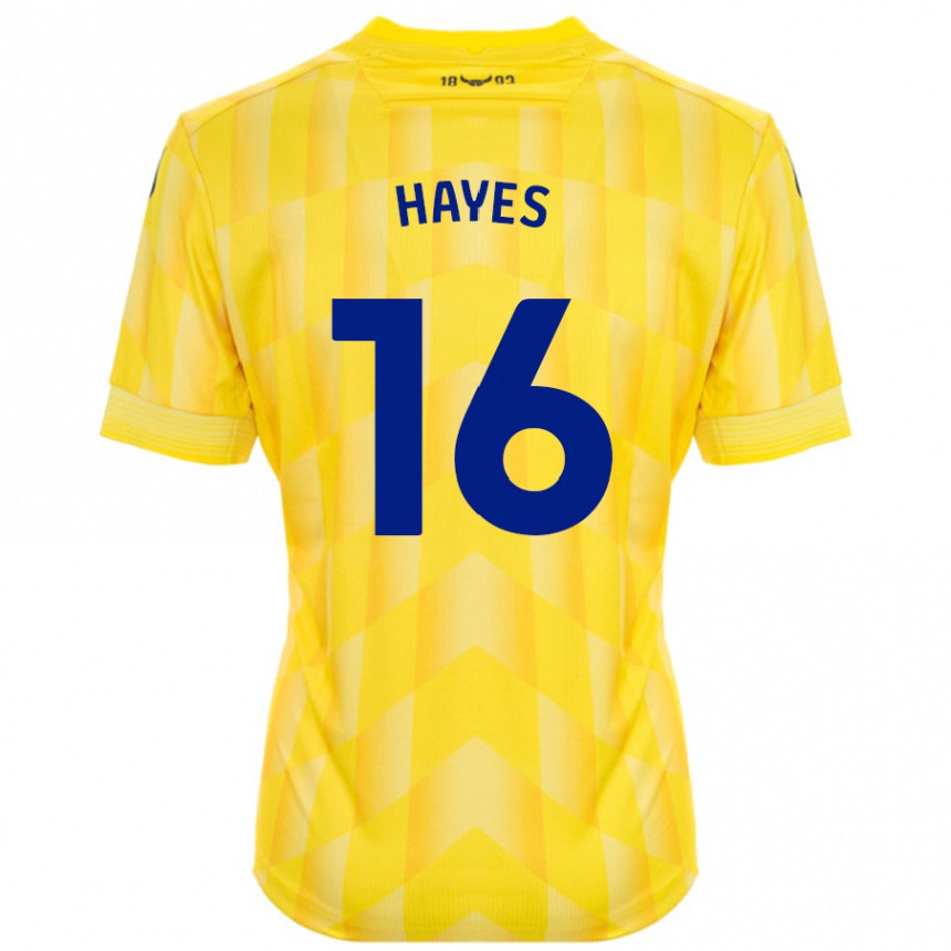 Women Football Georgia Hayes #16 Yellow Home Jersey 2024/25 T-Shirt Canada