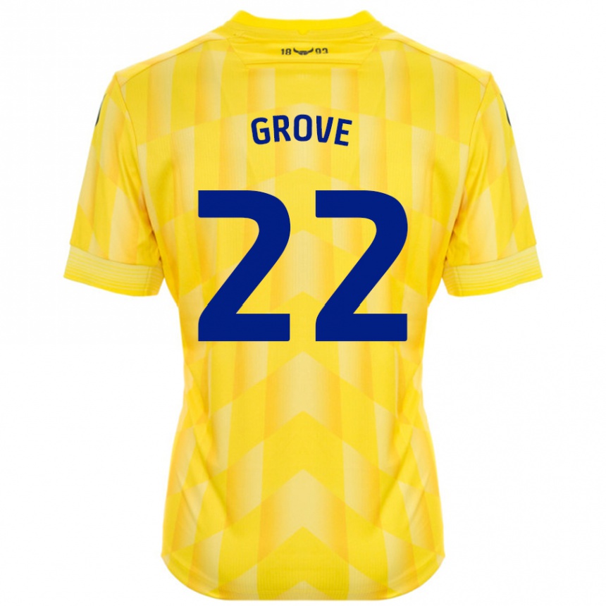 Women Football Jade Grove #22 Yellow Home Jersey 2024/25 T-Shirt Canada