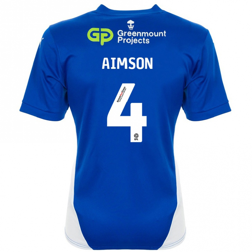 Women Football Will Aimson #4 Blue White Home Jersey 2024/25 T-Shirt Canada