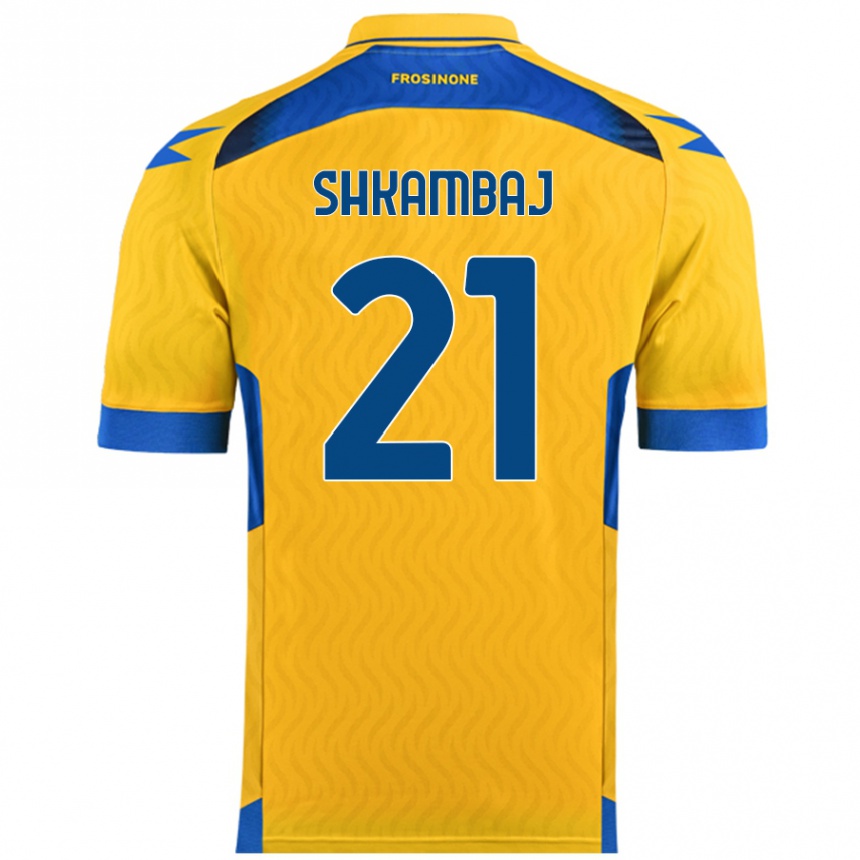 Women Football Ardit Shkambaj #21 Yellow Home Jersey 2024/25 T-Shirt Canada