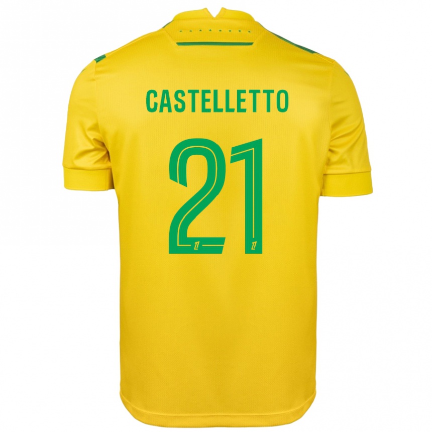 Women Football Jean-Charles Castelletto #21 Yellow Green Home Jersey 2024/25 T-Shirt Canada