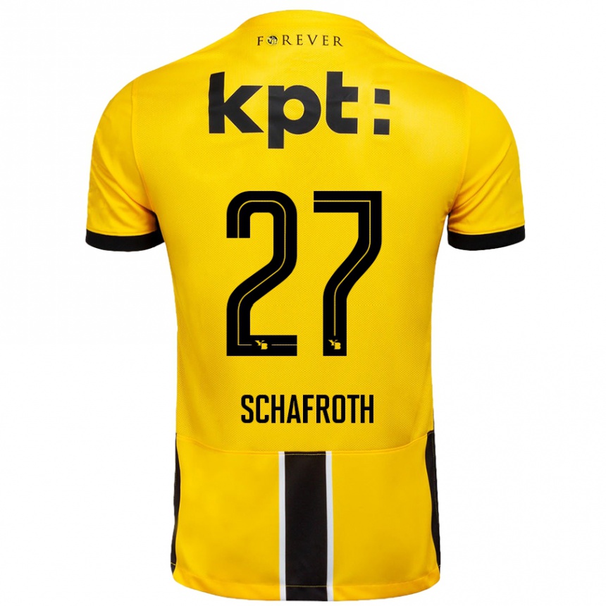 Women Football Reto Schafroth #27 Yellow Black Home Jersey 2024/25 T-Shirt Canada