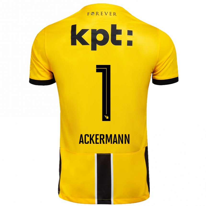 Women Football Jara Ackermann #1 Yellow Black Home Jersey 2024/25 T-Shirt Canada