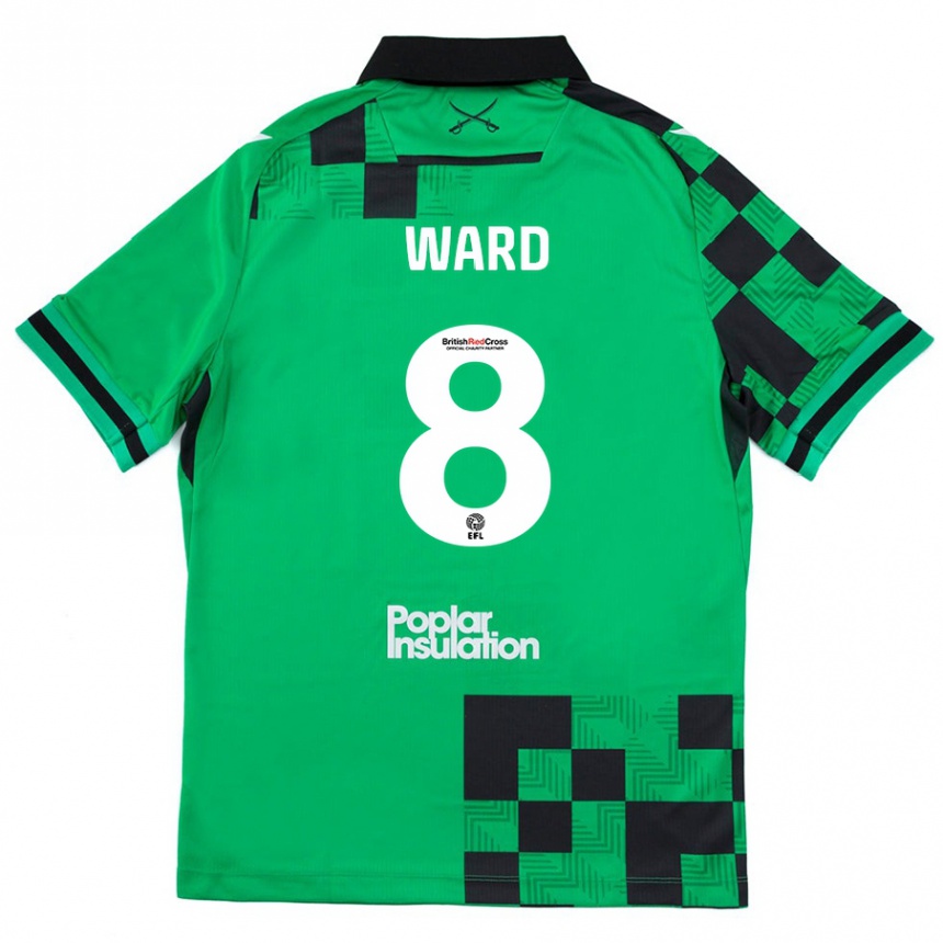 Women Football Grant Ward #8 Green Black Away Jersey 2024/25 T-Shirt Canada