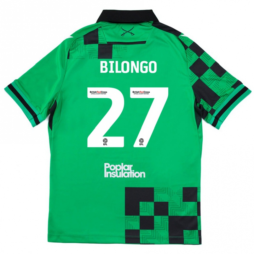 Women Football Bryant Bilongo #27 Green Black Away Jersey 2024/25 T-Shirt Canada