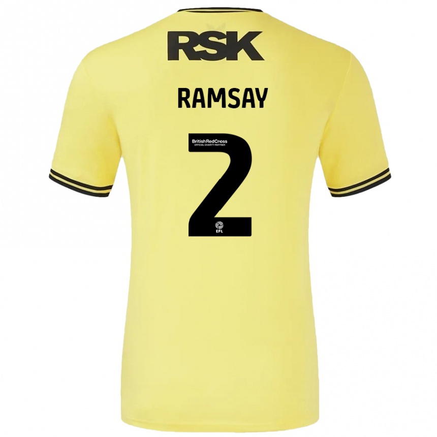 Women Football Kayne Ramsay #2 Yellow Black Away Jersey 2024/25 T-Shirt Canada