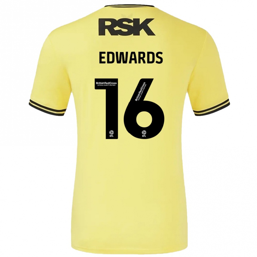 Women Football Josh Edwards #16 Yellow Black Away Jersey 2024/25 T-Shirt Canada