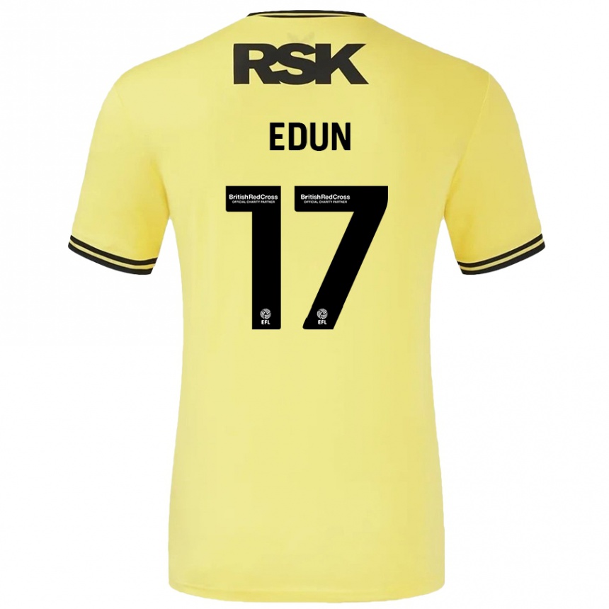 Women Football Tayo Edun #17 Yellow Black Away Jersey 2024/25 T-Shirt Canada