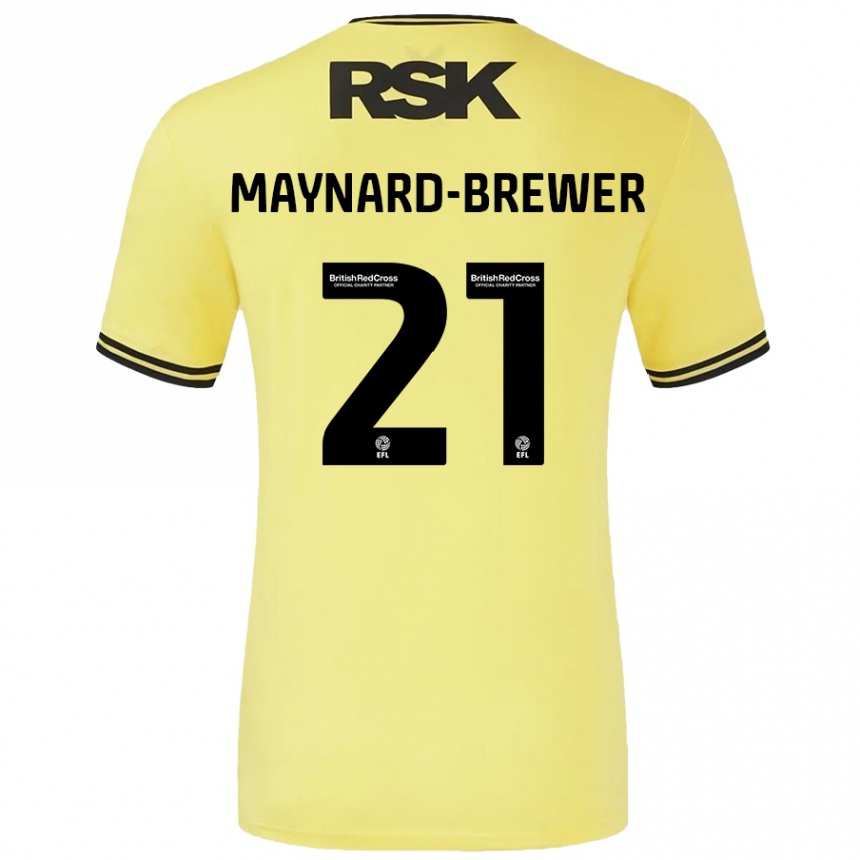 Women Football Ashley Maynard-Brewer #21 Yellow Black Away Jersey 2024/25 T-Shirt Canada