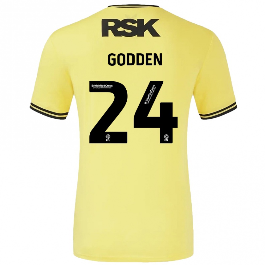 Women Football Matt Godden #24 Yellow Black Away Jersey 2024/25 T-Shirt Canada