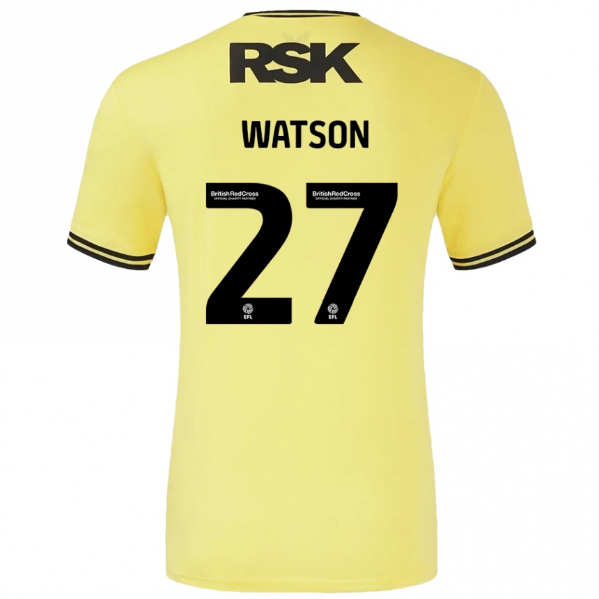 Women Football Tennai Watson #27 Yellow Black Away Jersey 2024/25 T-Shirt Canada