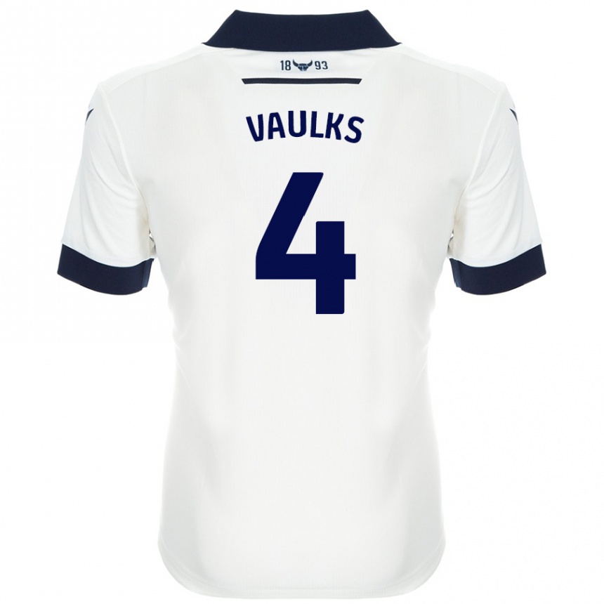 Women Football Will Vaulks #4 White Navy Blue Away Jersey 2024/25 T-Shirt Canada