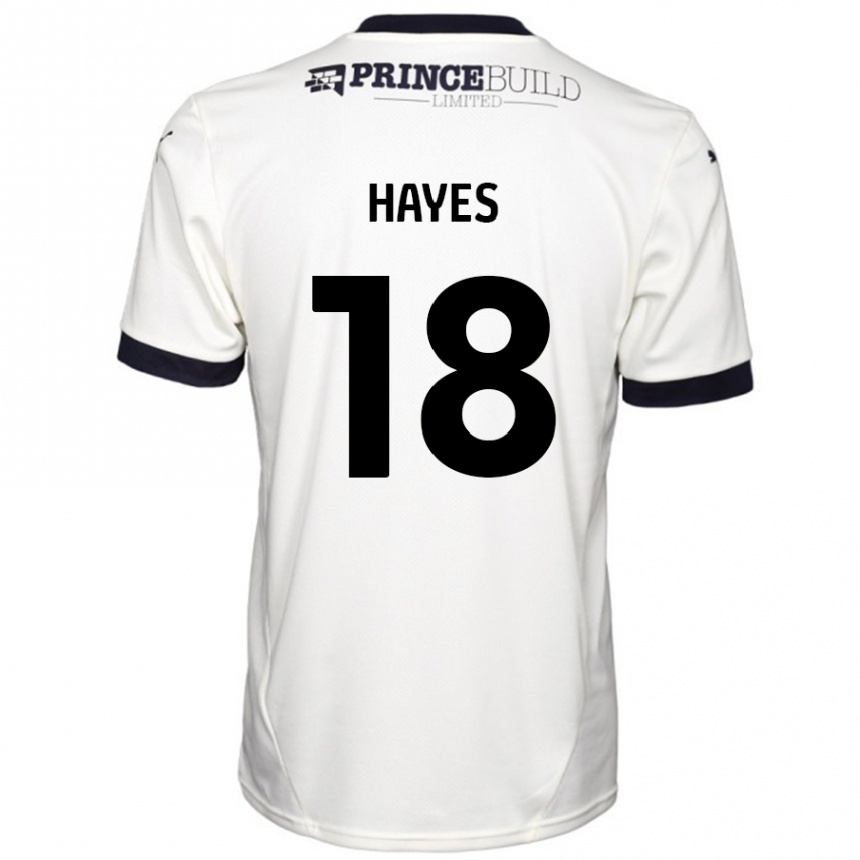 Women Football Cian Hayes #18 Off White Black Away Jersey 2024/25 T-Shirt Canada