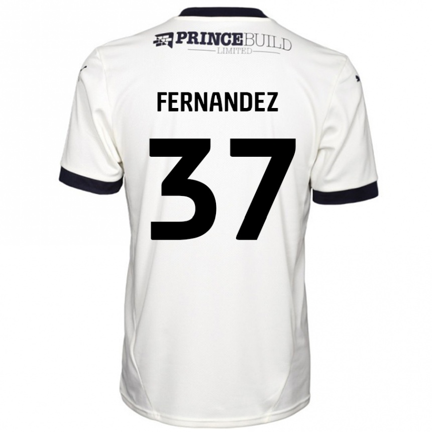 Women Football Emmanuel Fernandez #37 Off White Black Away Jersey 2024/25 T-Shirt Canada