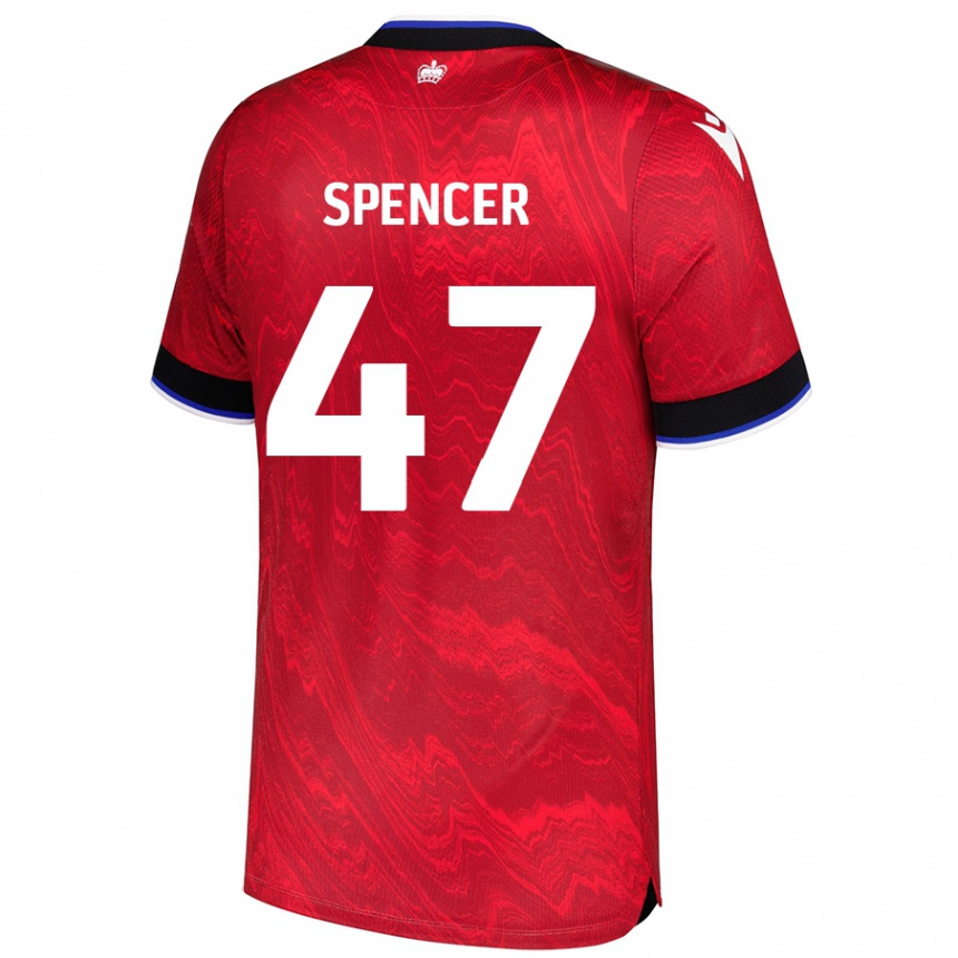 Women Football Shay Spencer #47 Red Black Away Jersey 2024/25 T-Shirt Canada