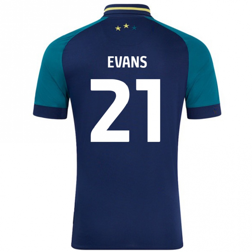 Women Football Antony Evans #21 Navy Dark Green Away Jersey 2024/25 T-Shirt Canada