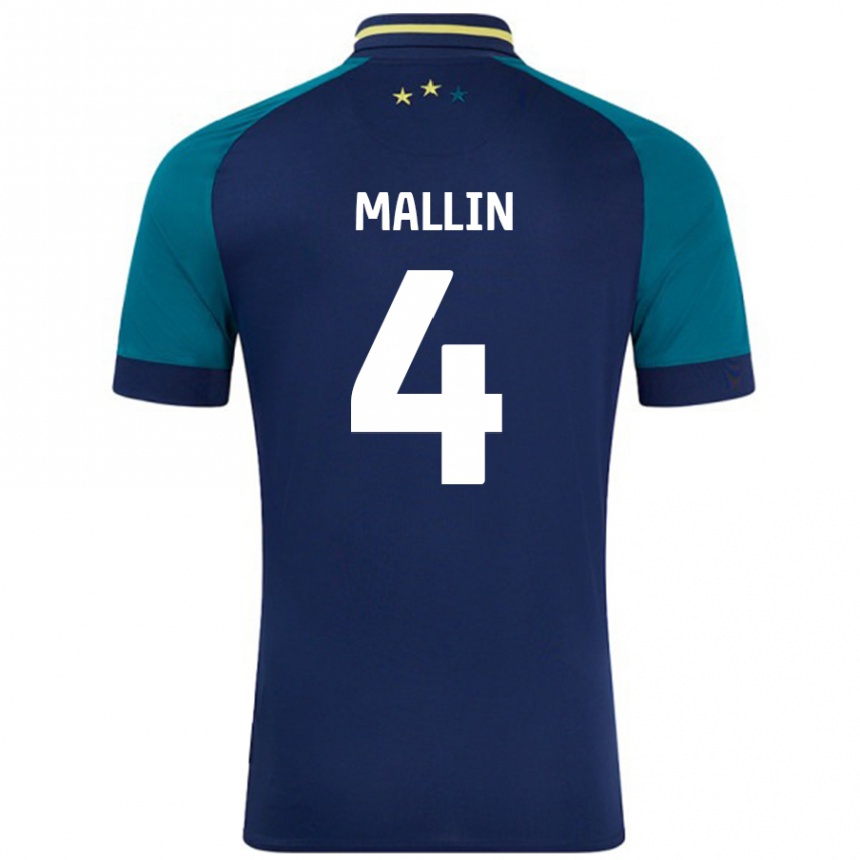 Women Football Kate Mallin #4 Navy Dark Green Away Jersey 2024/25 T-Shirt Canada