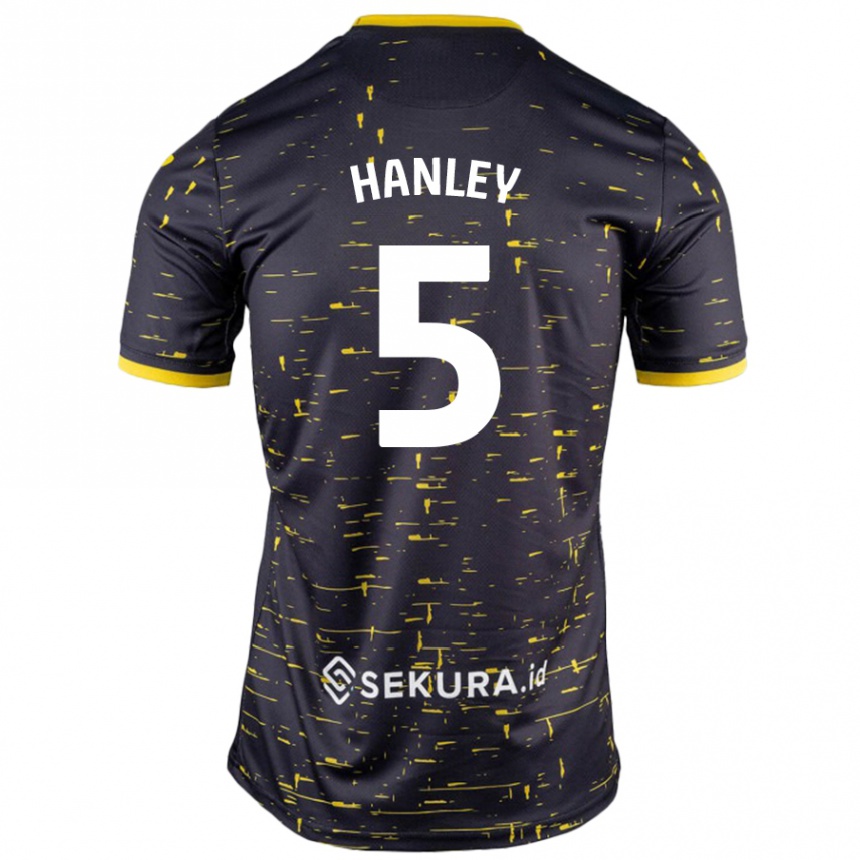 Women Football Grant Hanley #5 Black Yellow Away Jersey 2024/25 T-Shirt Canada