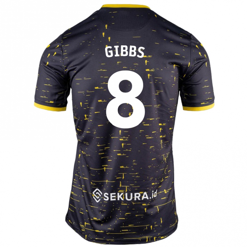 Femme Football Maillot Liam Gibbs #8 Noir Jaune Tenues Extérieur 2024/25 Canada