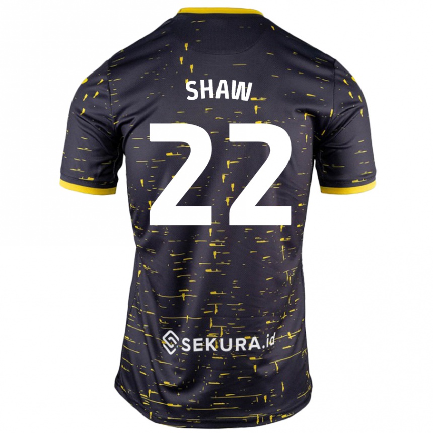 Women Football Shannon Shaw #22 Black Yellow Away Jersey 2024/25 T-Shirt Canada