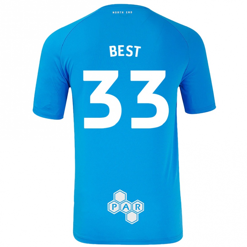 Femme Football Maillot Kian Best #33 Bleu Ciel Tenues Extérieur 2024/25 Canada