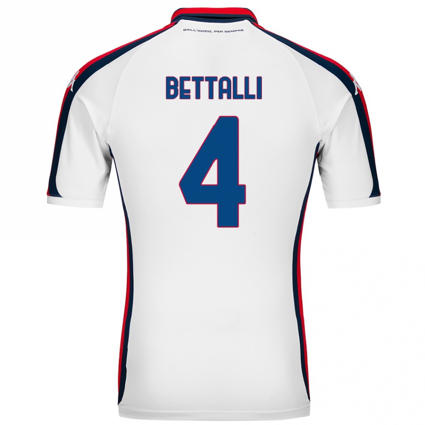 Women Football Giorgia Bettalli #4 White Away Jersey 2024/25 T-Shirt Canada