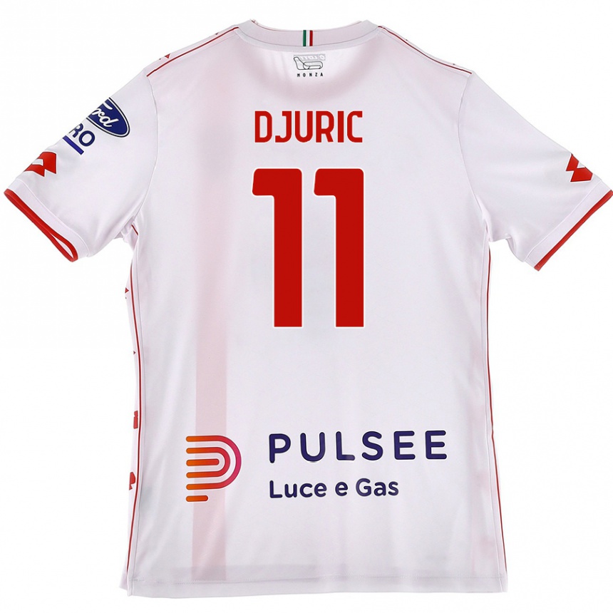 Women Football Milan Djuric #11 White Red Away Jersey 2024/25 T-Shirt Canada