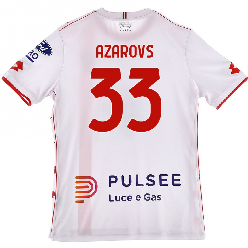 Women Football Timurs Azarovs #33 White Red Away Jersey 2024/25 T-Shirt Canada