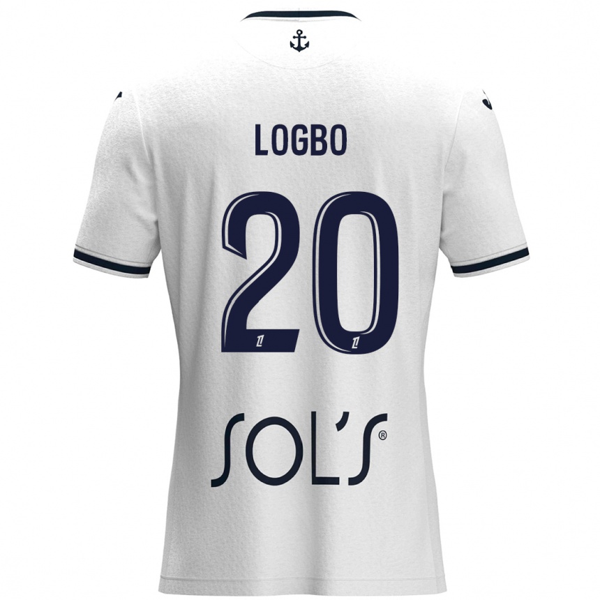 Femme Football Maillot Andy Logbo #20 Blanc Bleu Foncé Tenues Extérieur 2024/25 Canada