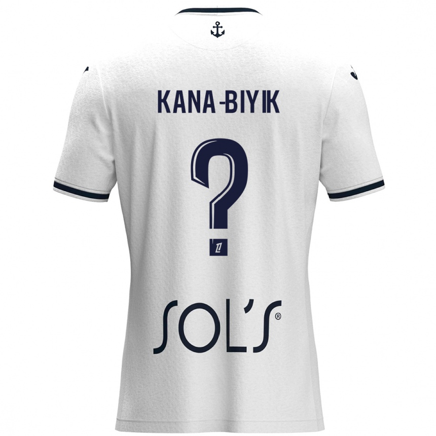 Femme Football Maillot Enzo Kana-Biyik #0 Blanc Bleu Foncé Tenues Extérieur 2024/25 Canada