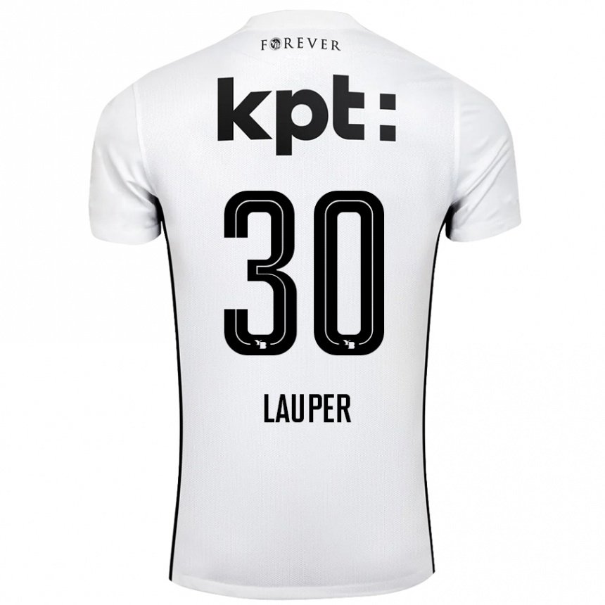 Women Football Sandro Lauper #30 White Black Away Jersey 2024/25 T-Shirt Canada