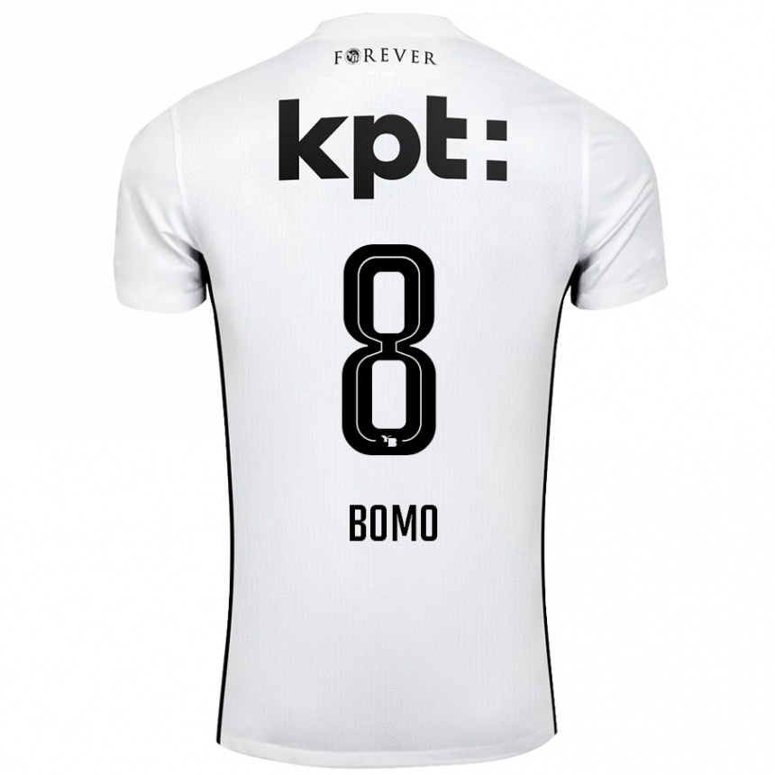 Women Football Jacques Bomo #8 White Black Away Jersey 2024/25 T-Shirt Canada