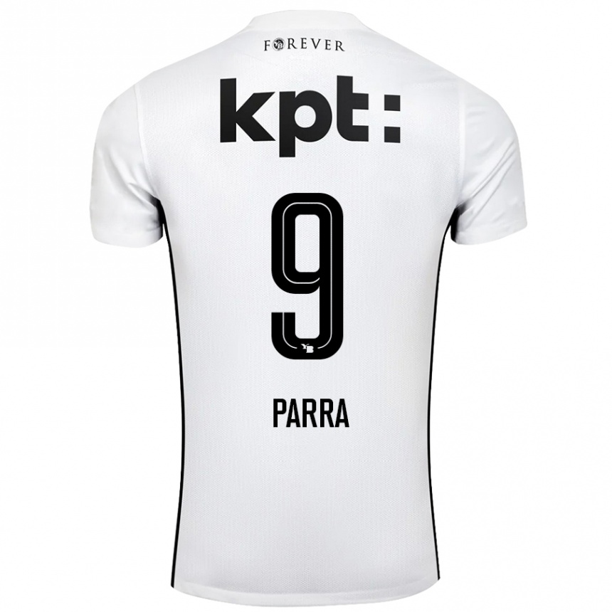 Women Football Hugo Parra #9 White Black Away Jersey 2024/25 T-Shirt Canada